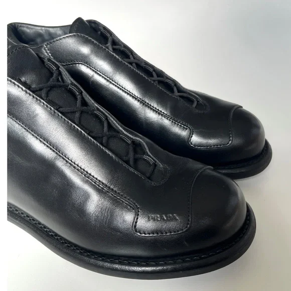RARE Authentic Prada SS2000 leather men lace up boots shoes Sz 9 US 10 Y2K vtg - Picture 2 of 10